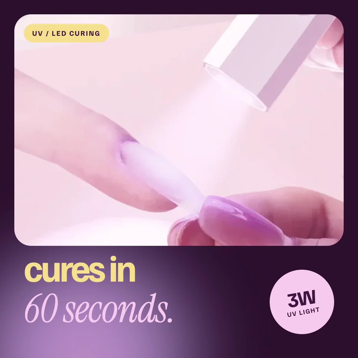 UV pen curing a gel nail in 60 seconds