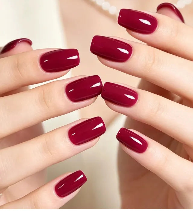 Cherry gel on nails